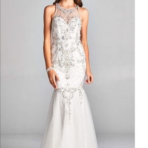 Champagne beading prom dress